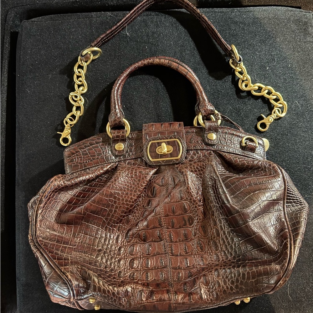 EUC Clean Minty vintage Brahmin Adora satchel with a detachable shoulder strap